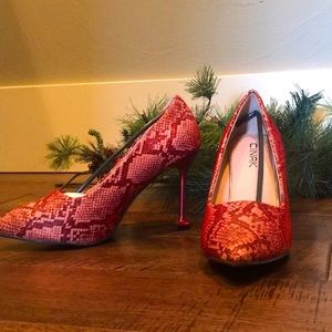 Red Snake Skin Heels